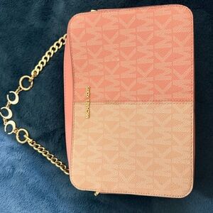 Michael Kors Pink Ombre Logo Chain Crossbody